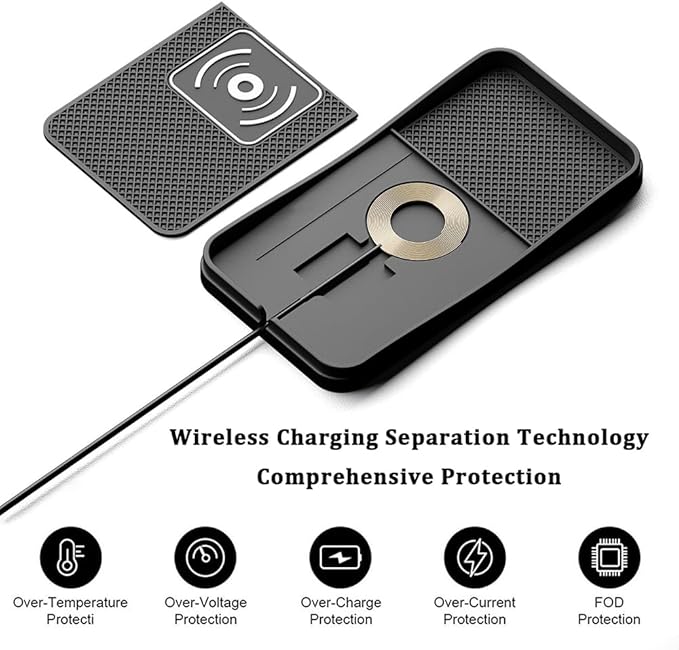 Car Wireless Charger Pad for Toyota Avalon 2000-2022, Type-C/USB 20W Fast Wireless Car Charger Pad Non-Slip Cordless Charging Mat,A-30cm Cable Type-C Plug