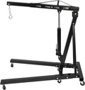 2 Ton(4409lbs) Folding Engine Hoist Heavy Duty Carbon Steel Hydraulic Shop Engine Crane Cherry Picker Shop Crane Hoist Lift with 6 Iron Caster Wheels for Car Fixing Workshop Garage (Black)