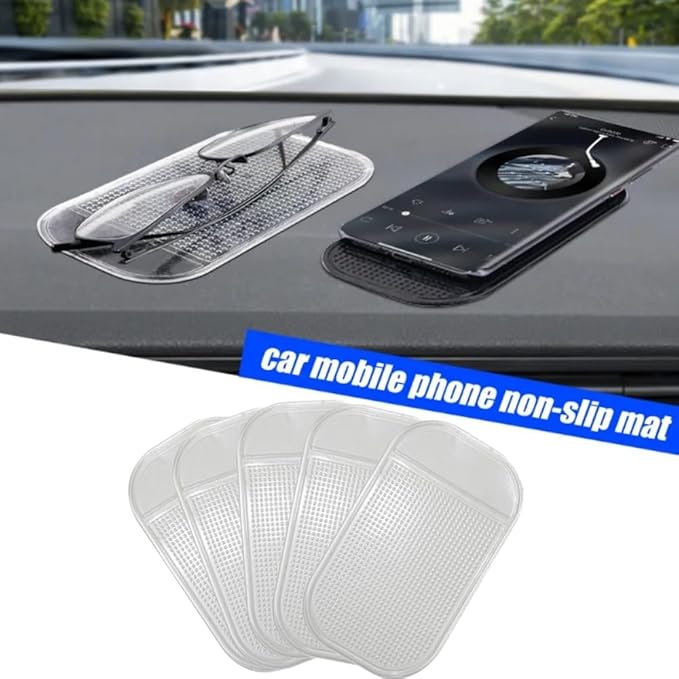 5PCS Extra-Strong Anti-Slip Pad Car Dashboard Sticky Pad Removable Silicone Gel Mat Washable Multi-Purpose PU Gel for Cell Phone Tablet (Blue)