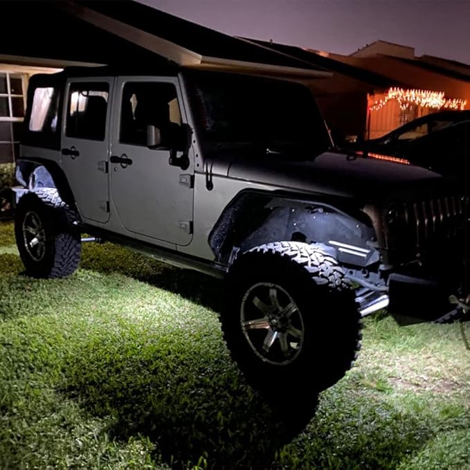 SUNPIE 8 Pods White Rock Lights – Quick Connect, 3 High Power Chips, 4M Extension Wires, Mounting Pads Included, 6000K Pure White, IP67 Waterproof, Fits Trucks, SUV, ATV, UTV, Trailer
