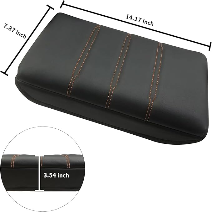 Center Console Cover for 2023 2024 2025 Honda CR-V LX/EX/EXL/Sport/Sport-L/Sport Touring Hybrid, Armrest Lid Cushion Leather Protector Interior Accessories (Black/Extra Thick)