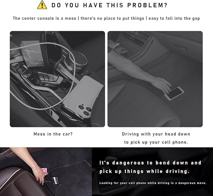 Car Seat Gap Filler with Cup Holder Expander, Automotive Front Seat Storage with Cup Holder, Console Seat Gap Filler Storage Box for Mug Bottle Keys, Car Accessories (Passenger Side)