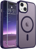 SUPFINE Magnetic for iPhone 15 Case (Compatible with MagSafe) (Military Grade Drop Protection) Slim Translucent Matte Shockproof with Anti-Fingerprint Phone Case, Dark Purple