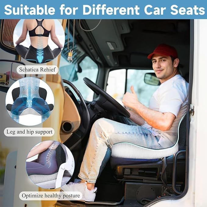Seashell Memory Foam Seat Cushion -for Office Chair, Truck seat, Car Seat, Airplane Back Support & Sciatica Relief & Tailbone & Coccyx Pain Relief for Long Sitting and Driving(Black)