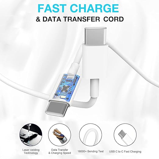 Long USB C Cable for iPhone 16 15 Charger,2Pack 20W USB C Charger Block i Phone 16 Pro Fast Charging 6FT C to C Cord Cable for iPhone 16/16 Pro/16 Plus/16 ProMax/15/15 Plus/15 ProMax/15 Pro/iPadPro
