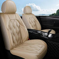 AOMSAZTO Car Seat Cover Full Set Seat Fit for Ford Fusion 2010-2020: Leather Car Seat Cushion Protector Compatible Airbag Waterproof Automotive Seat Covers Beige