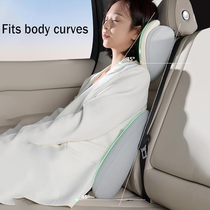 Car Headrest Lumbar Support Cushion for VW Golf VIII VI V IV III II I Mk 8 7 6 5 4 3 R GTE/GTI/GTD/Clubsport 45, Memory Foam Relieve Fatigue Breathable Car Seat Neck Pillow,Grey-Headrest