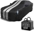 iCarCover Custom Car Cover for Chevy Cavalier (1988-2005) Waterproof All Weather Rain Snow UV Sun Protector Full Exterior Indoor Outdoor Car Cover (Stripe - Black/Gray)