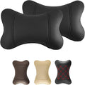 2 Pack Car Neck Pillow PU Leather Automotive Headrest Pillow for Car Support Neck Pain Relief Universal Car Pillow (Black)