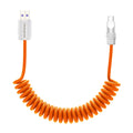 chubbycable Curly Chubby - Retractable Fast Charging Cable 240W Coiled Charger Cord for Car Durable USB-C Cable for Phones, Tablets and More, Orange, USB-A to Type-C, 1.3FT-2.3FT
