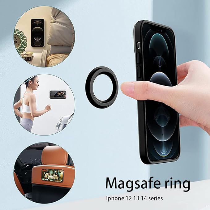 Magnetic Ring Holder for iPhone 14 13 12 Magnet Wall Mobile Phone Holder Magnetic Car Phone Stand for magsafe case (Pink-White 2 pcs)