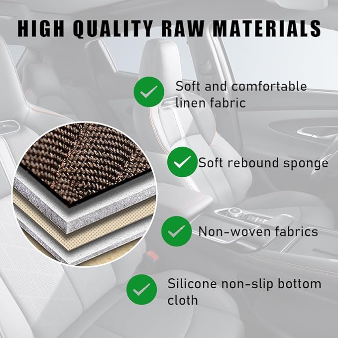2PCS Car Seat Bottom Cover Pad, Breathable Auto Front Seat Button Cushion Mat with Pocket, Soft Comfortable Vehicle Seat Protector Pad, Universal Truck SUV Car Accessories (Beige)