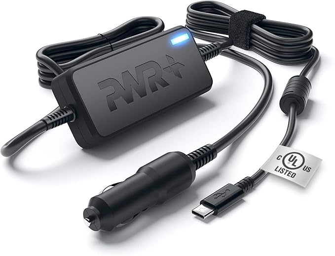 USB-C CAR Charger for Dell Latitude 3410 3510 3540 3550 5320 5420 5430 5440 5530 5540 5550 7320 7420 7430 7440 7450 Pro Rugged 14 16 Plus Laptop DC Adapter - UL Safety, Long Power Cord, Fast Charge