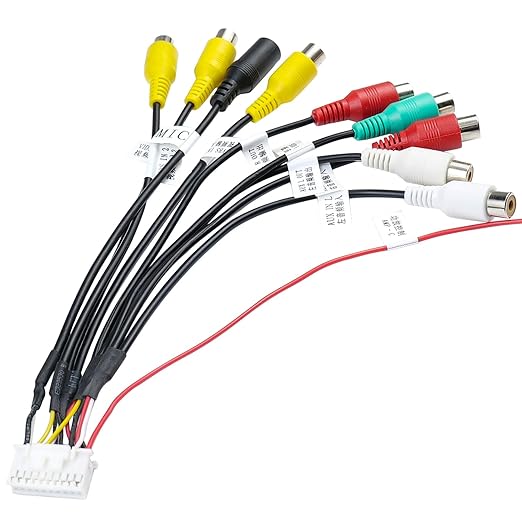 Radio RCA Wiring Harness Adapter 20Pin Plug with 9 Female RCA Connector Assembly for Android Car Radio Stereo