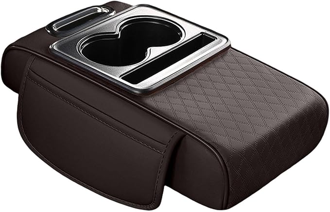 Car Center Console Pad Armrest Cushion Pad Anti Slip Car Decoration with Cup Holder Tissue Box Slot for Car SUV, Style F