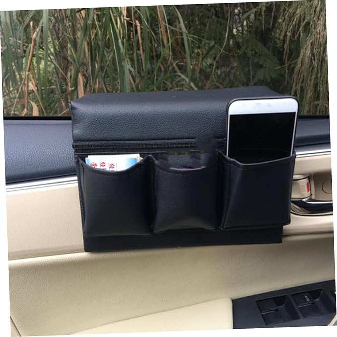 3pcs Leather Car Armrest Pad Storage Organizer Car Side Door Support Accessory