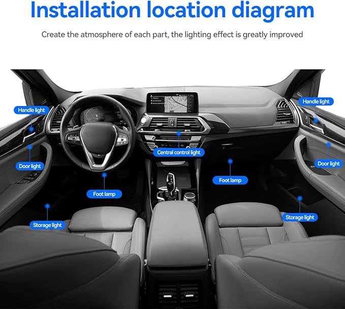 Dreamcolor Acrylic Interior Car LED Strip Lights, Car Ambient Lighting Kit with APP Control, Decorative Lights with Dynamic Chasing Sync to Music, RGB Neon Lighting (6 in 1)