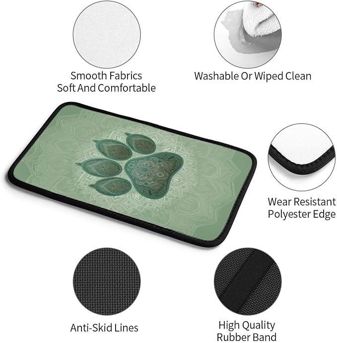 Universal Center Console Cover Dog Paw Print Arm Rest Covers Armrest Cover Boho Vintage Sage Green Middle Console Covers Lid Cushion Pad for Most Vehicle, SUV, Sedan, Car Accessories
