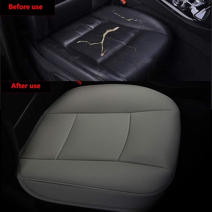 Car Seat Cushions Cover, 2pcs PU Leather Car Seat Covers Car Seat Protector Cover for Car Driver and Passenger Seat Bottom (Width 20.8×deep 21×Thick 0.35 inch) (Dark Grey-B)