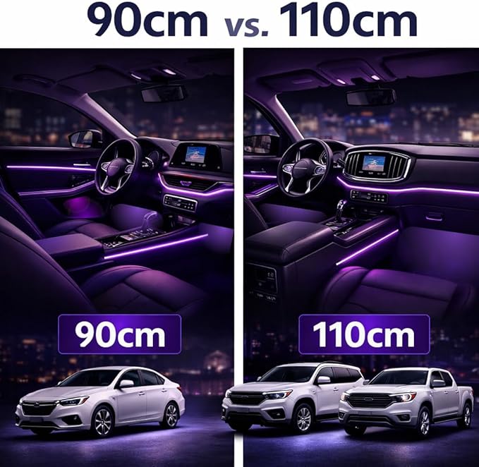 KENANEK Ambient Lighting Car Interior LED Strip Lights 10-in-1, 175” Acrylic Multi-Color Car Ambient Lighting Kit with Music Sync, APP Control, Interior LED Lighting for Cars SUVs Trucks
