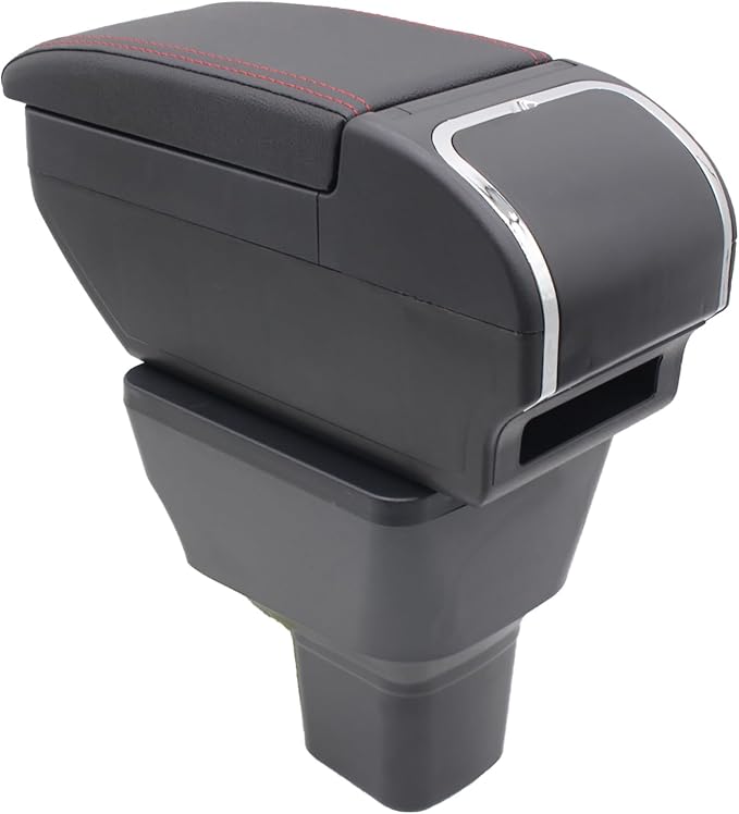 YJYWZH Armrest Box for Nissan Almera Versa 2020-2024 Car Center Storage Box Hand Centre Consoles Cup Holder Arm Rest Double-Layer Black Accessories