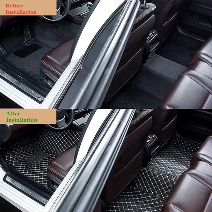 Custom Personalized Floor Mats for Cars - Luxury Full Coverage All Weather Mats, Anti-Slip Leather Mat Set, Fit for 99% of Cars, SUVs & Trucks (All Red, D-Diamond+Strip)