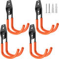 Heavy Duty Garage Hooks 4 Pack, J Shaped Hanger, Wall Mounted Storage System, Power and Garden Tool Organizer, for Hanging Ladders, Bikes Tires, Hose, Bulk Items
