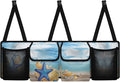 Foldable Car Backseat Trunk Organizer Beach Starfish Conch Collapsible Cargo Bag for SUVs&Sedans Auto Hanging Seat Back Storage