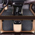 Customize Car Floor Mats for 99% Sedan SUV Sports Car All Weather Leather Full Coverage Waterproof Non-Slip Vehicle Lining Pads (Black Beige Stitching)