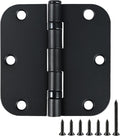 12 Pack Anti Squeak Matte Black Door Hinges 3.5 Inch 5/8" Radius Round Ball Bearing Interior 3-1/2"Flat Bifold Standard Bedroom Indoor for Doors 3 ½" Hardware Essentials House Home Decor Accessories