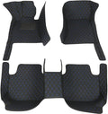 Custom Car Floor Mats Fit for 99% Sedan SUV Sports Car Full Coverage Pads Leather Floor Liners Mat Women Men (Black with Blue line)