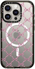 CASETiFY Impact iPhone 15 Pro Case [Slim/Compatible with Magsafe / 8.2 ft. 4X Military Grade Drop Protection] - Entwined in Ribbon - Clear Black