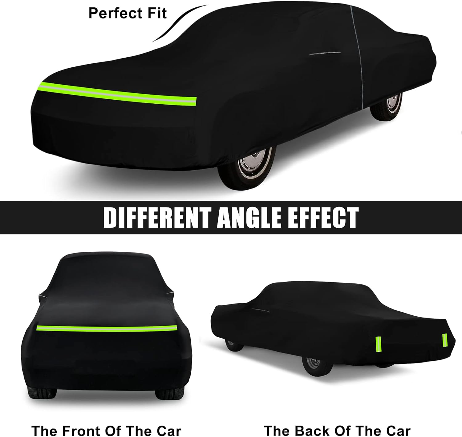 Waterproof Car Cover Compatible with Chevrolet Impala/Bel Air/Biscayne 1971-1976 2 & 4-Door Sedan/Couple/Hardtop 210T All Weather Classic Car Covers with Zipper Door for Snow Rain Protection