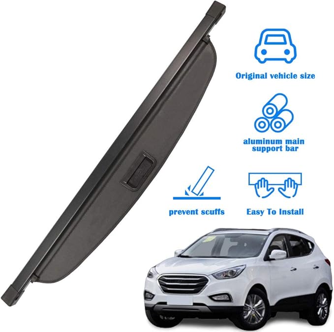 Marretoo for Hyundai Tucson Cargo Cover 2010-2015 Factory Style Black Retractable Rear Security Trunk Cover