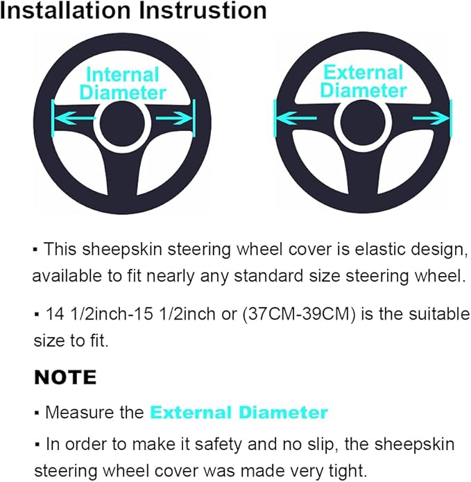3Pcs Set Fashion Fluffy Fuzzy Wool Fur Soft Car Steering Wheel Cover with Handbrake Cover & Gear Shift Cover for Women/Girls/Ladies Auto Long Wool Accessories, Dark Red