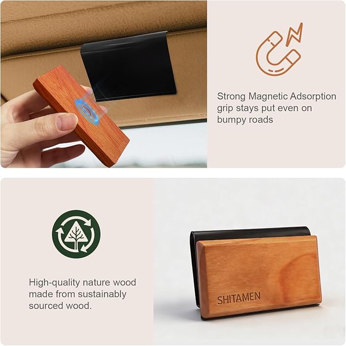 Car Air Freshener, Wood Air Freshener, Car Odor Eliminator for Visor Clip, Variety Pack- CLIP INCLUDED (Amber-Grove-Pine-Honey Peach)
