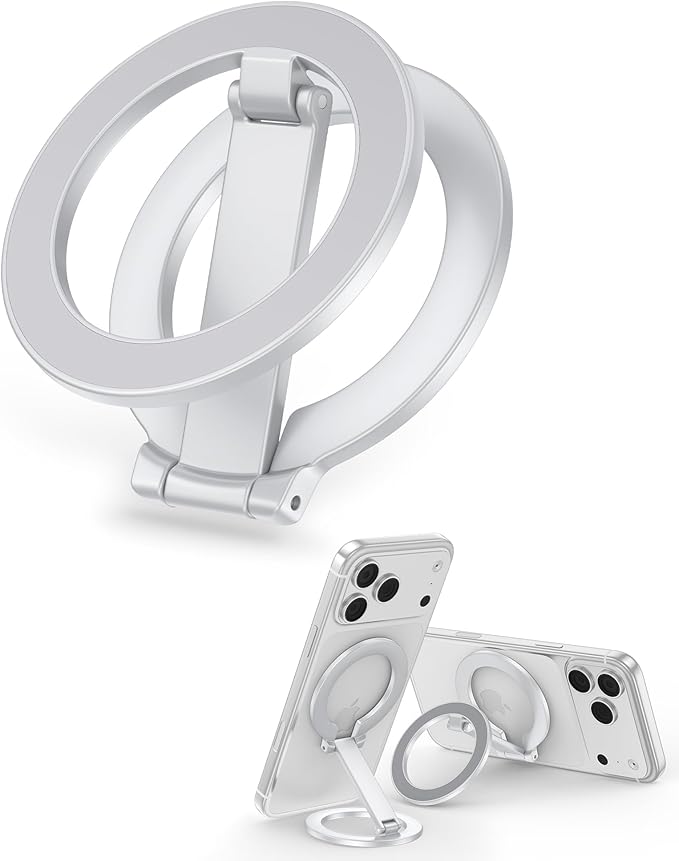 for Magsafe Ring Stand, Double-Sided Magnetic Phone Grip, Finger Loop Kickstand Compatible with Apple iPhone 17-12 Series, Foldable Onsnap Mag Safe Cell Phone Holder for Samsung Galaxy, Google Pixel