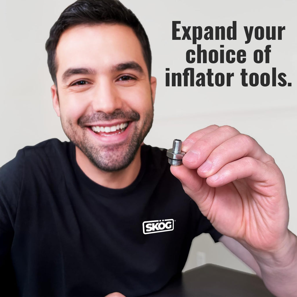 Self-Sealing Tire Inflator Adapter (2 Pack) – 1/4” NPT Male to Schrader Valve, Leak-Free O-Ring, No Tape Needed