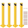 4 Pack Safety Bollard Post, 42 Inch Height 4.5 Inch Diameter Yellow Pipe Safety Steel Bollards with Anchor Bolts and Wrench, Steel Bollards for Road Warning Construction Public Place Traffic Control