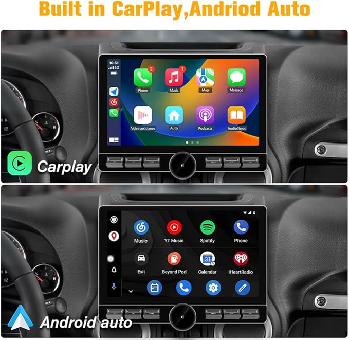 10.6 inch Car Radio Stereo Upgrade 【4+64GB】 for Jeep Wrangler JK 2007-2018 Dodge Ram 1500 2500 2009 2010 2011 2012 with CarPlay Android Auto