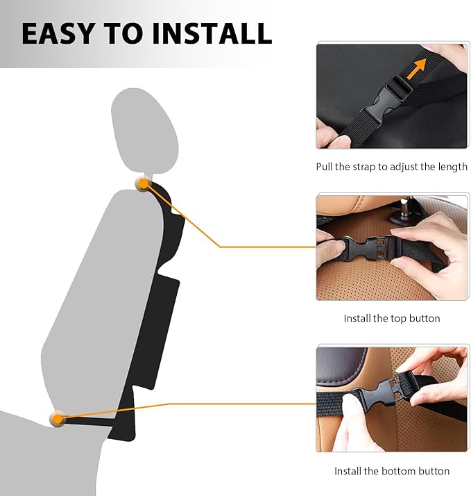 2PCS Car Backseat Organizer, Multi-Pocket Back Seat Protector with 10.2" Tablet Holder, Waterproof Oxford Fabric Storage Bag Auto Kick Mat for Kids Toddlers (B with Zipper)