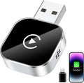 Wireless CarPlay Adapter for iPhone, Convert Wired to Wireless CarPlay Adapter, Mini Size with Extension Cable USB & USB-C/Type-C, Stable Car Control & No Delay