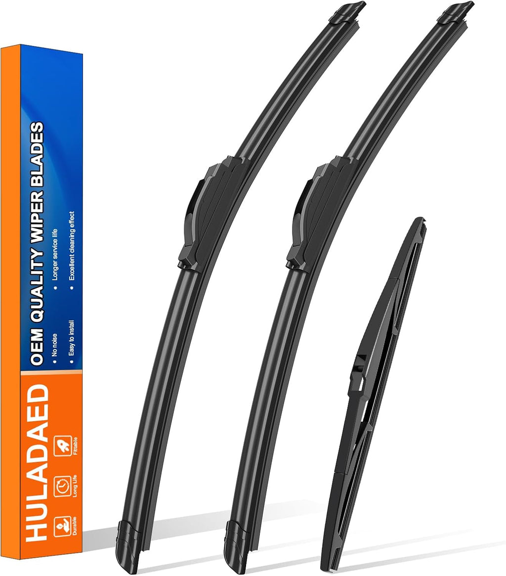 HULADAED® 26''+18''+16'' Windshield Wipers Replacement for Toyota Prius 2009 2008 2007 2006 2005 2004,Silicone Front Rear Wiper blades for MY Car-All Weather & Quiet(3 PACK)