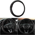 Leather Steering Wheel Cover, Auto Car Stretch Steering Wheel Protector, Universal 15 Inch Anti-Slip Breathable Odorless Steering Wheel Cover for Men Women (Black)