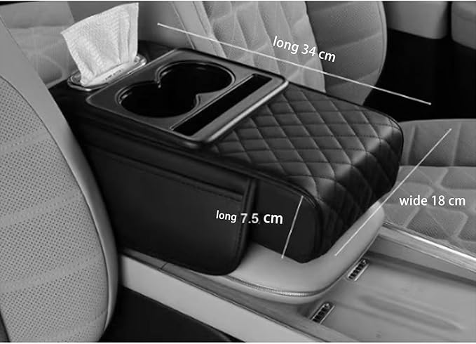 Car Arm Rest Cushion for Mazda CX-5, Center Console Armrest Pillow Car Armrest Pad Trucks with Cup Holder, Armrest Pad Storage Bag(Gray)