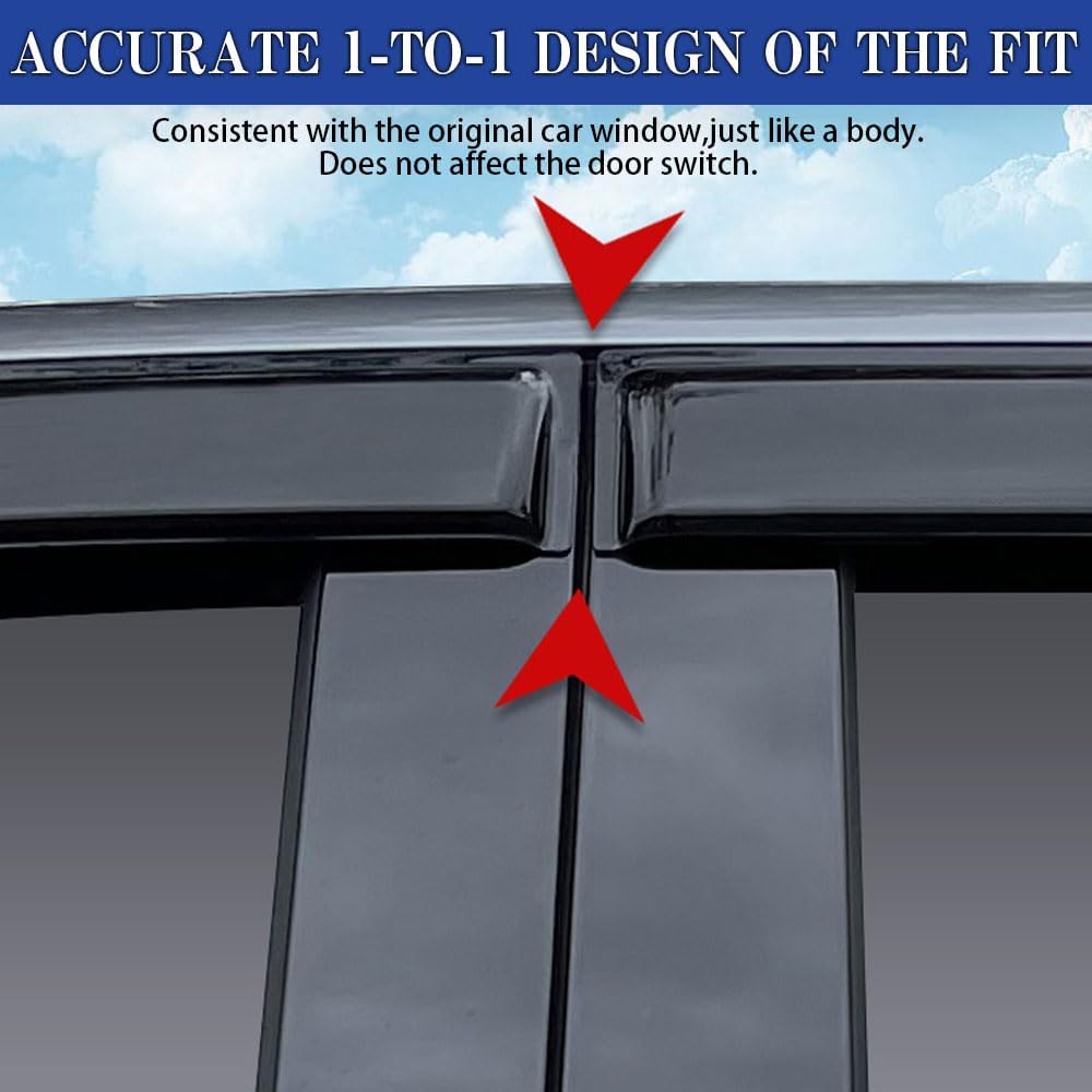 Rain Guards for Volkswagen VW Tiguan 2018-2023, Tape-on Side Window Deflectors for Volkswagen Tiguan, Window Visors for Volkswagen Cars, for Volkswagen Car Accessories 4 Rain Guards ＆ 2 Car Coasters