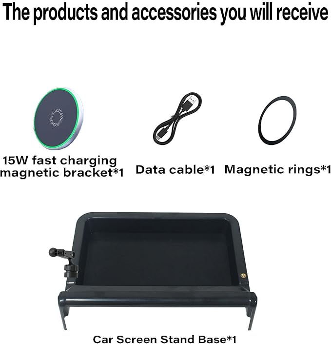 Car Phone Holder for Toyota RAV4 2019-2025 Accessories Apply to 7/8 Inch Touch Screen 15W Fast Wireless Charger Screen Fixed Clip Cell Phone Mount with Dashboard Storage Tray