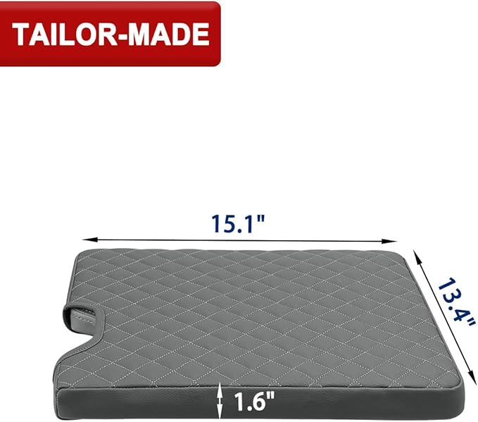 KBH Center Console Armrest Cover for 2015-2025 Ford F150, 2017-2025 F250 F350-F550, with 40/20/40 Jump Seat, Middle Console Protector, Vinyl Leather Interior Accessories, Anti-Scratch, Gray