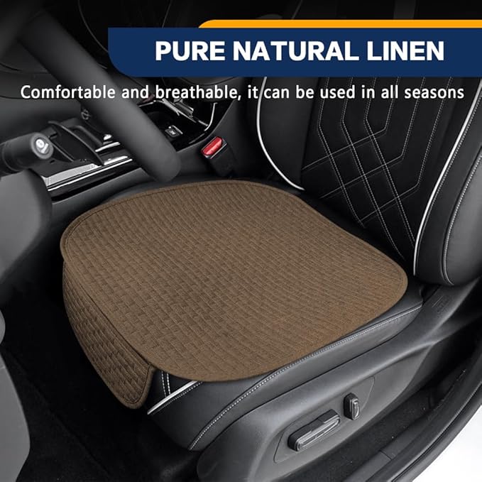 2PCS Car Seat Bottom Cover Pad, Car Seat Mat, Driver Cushion with Comfort Memory Foam & Non-Slip Rubber Bottom, Vehicle Accessories Breathable Seat Protector Mat for Auto Office Home (Coffee)