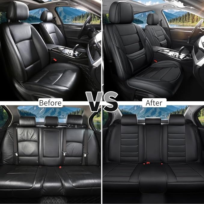 Car Seat Covers Full Set Fit for Buick Encore GX 2012-2026, Premium Faux Leather Waterproof Car Seat Protectors with Lumbar Support, Breathable Anti-Slip Easy to Install(Black,Full Set)